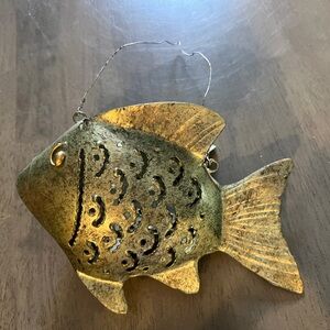 Metallic fish art candle holder mini lamp